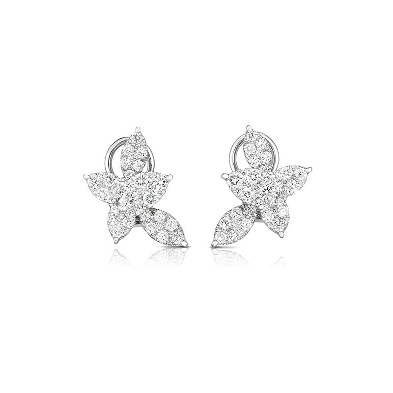White Gold Cluster Earrings